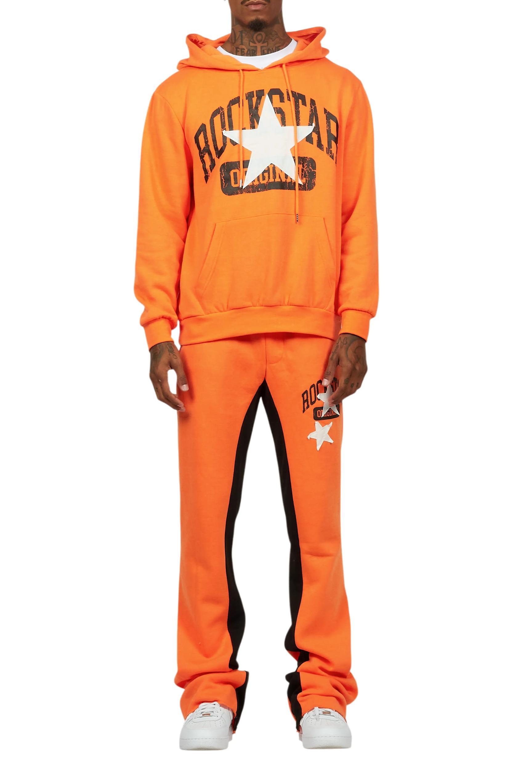 Mallor Orange Baggy Stacked Hoodie Track Set Male Product Image