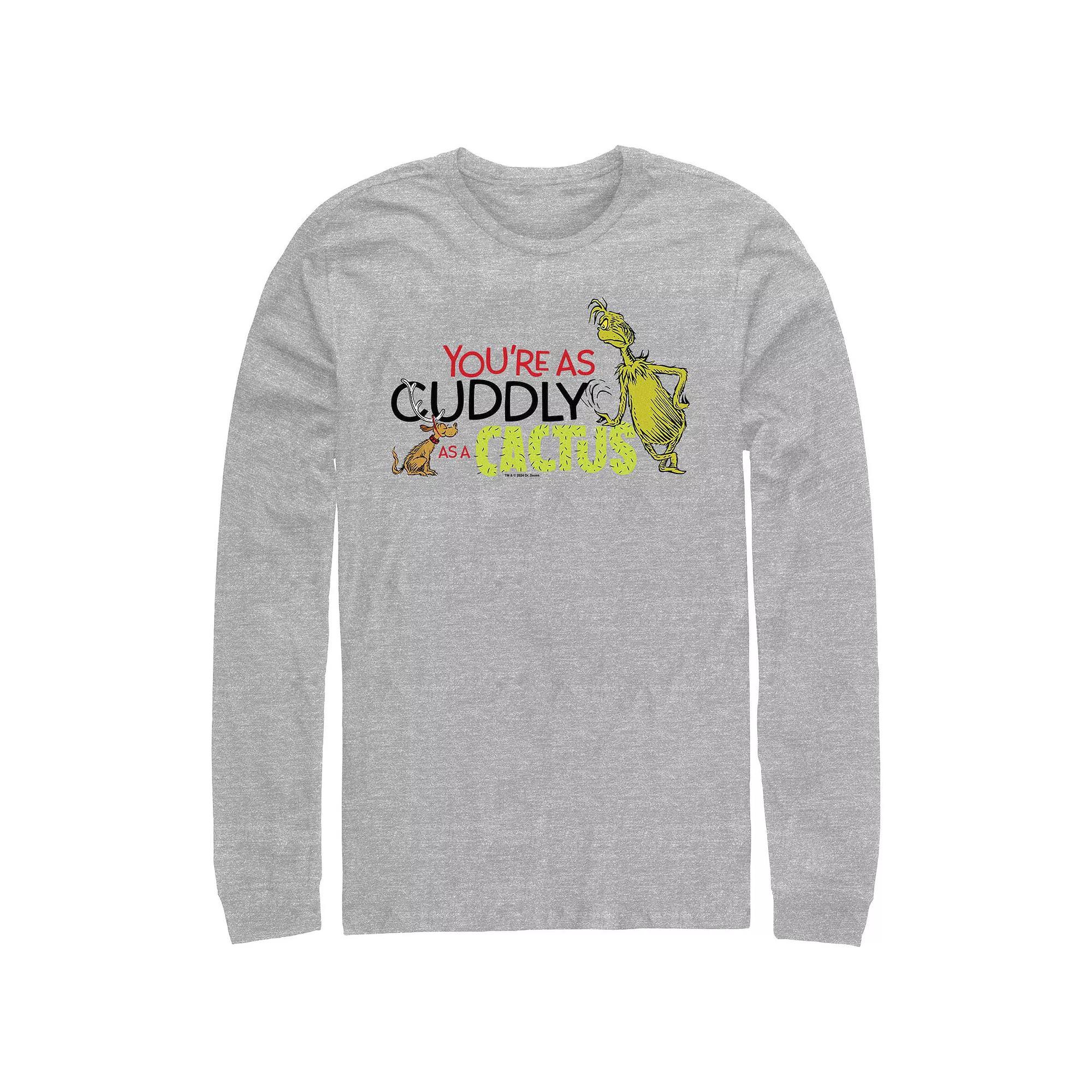 Big & Tall Dr. Seuss Grinch Cuddly As A Cactus Long Sleeve Graphic Tee, Men's, Size: XL, Athletic Grey Product Image
