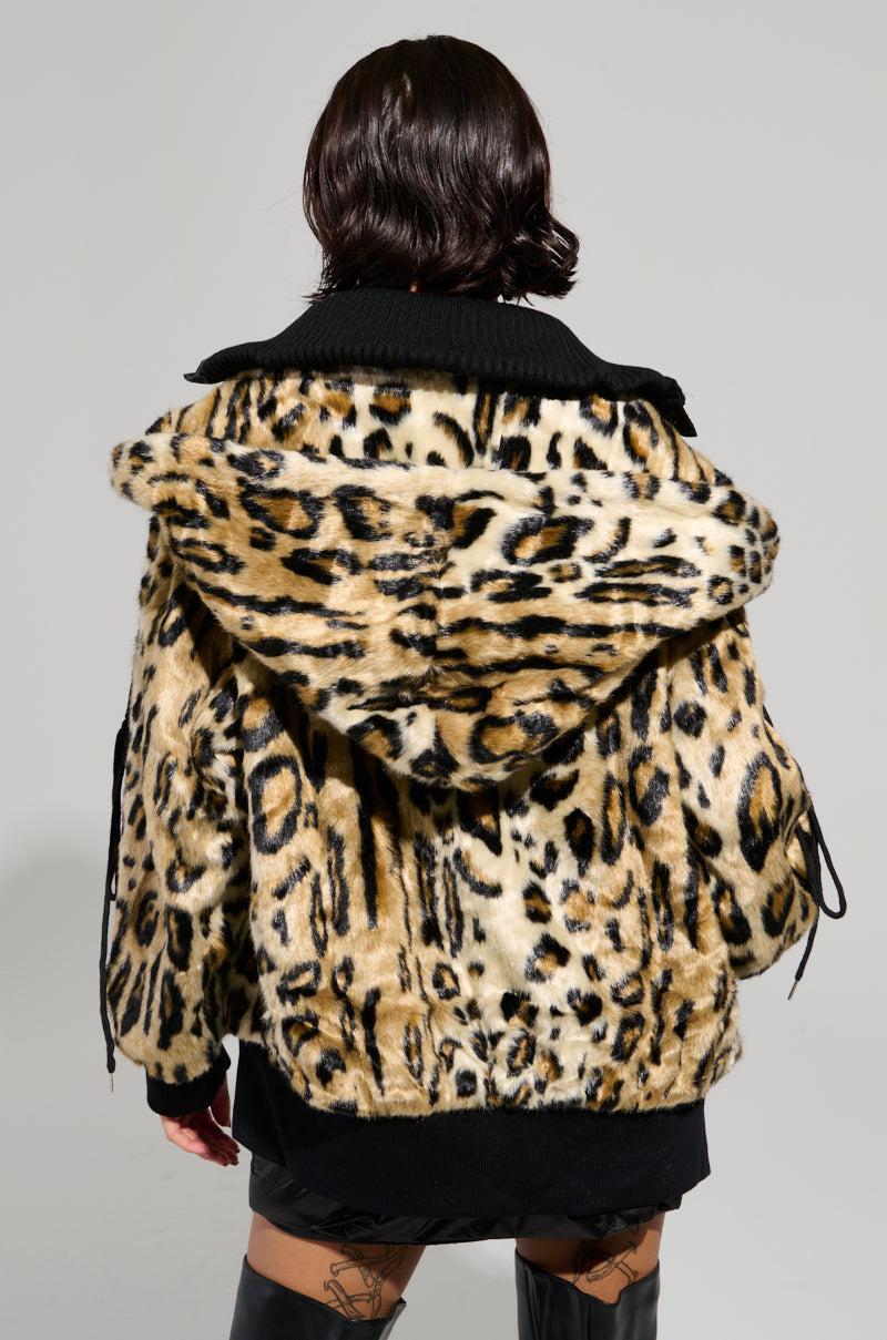 SYDNEY FAUX FUR ZIP UP HOODIE Product Image