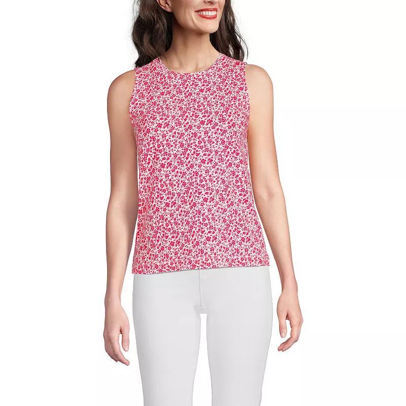Women's Lands' End Lightweight Jersey Tank Top, Size: Large, Sweet Orange Stripe Product Image