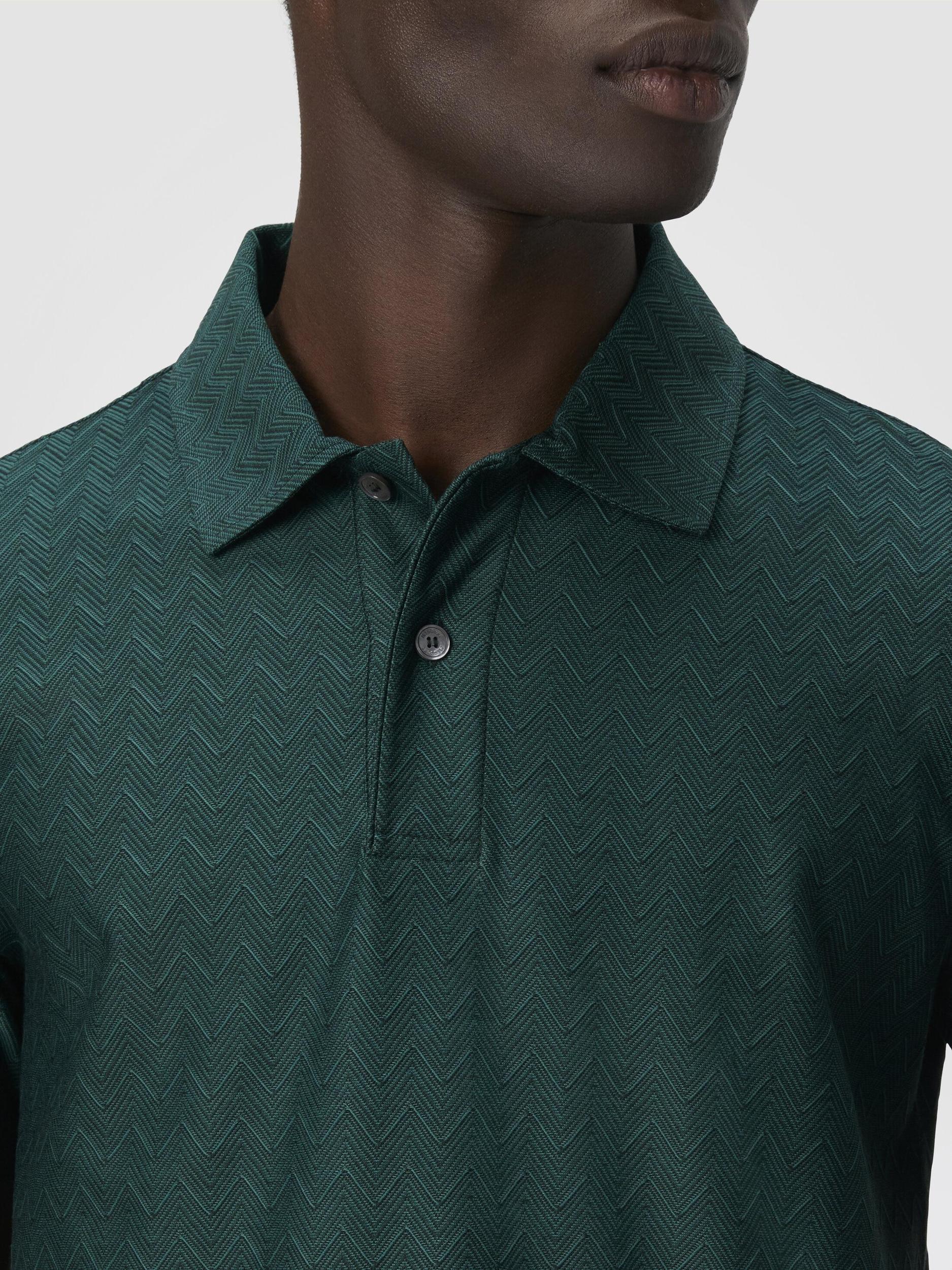 Tonal zigzag cotton jersey polo shirt Product Image