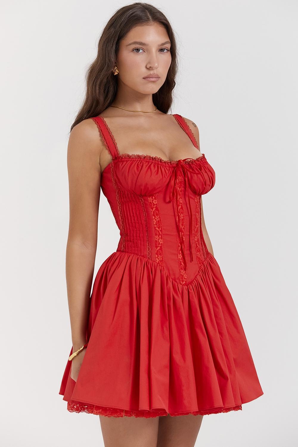 Pietra Cherry Corset Mini Dress Product Image