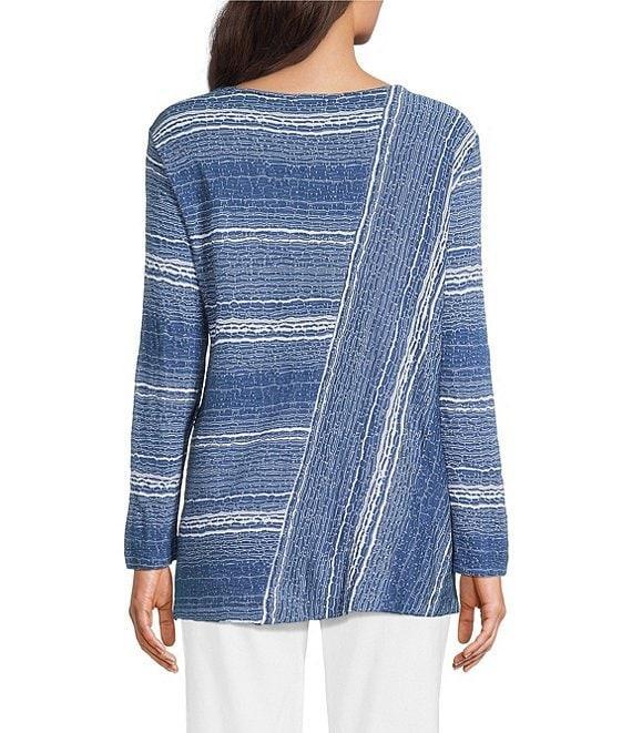 Ali Miles Petite Size Textured Knit Round Neck 3/4 Sleeve Top Product Image