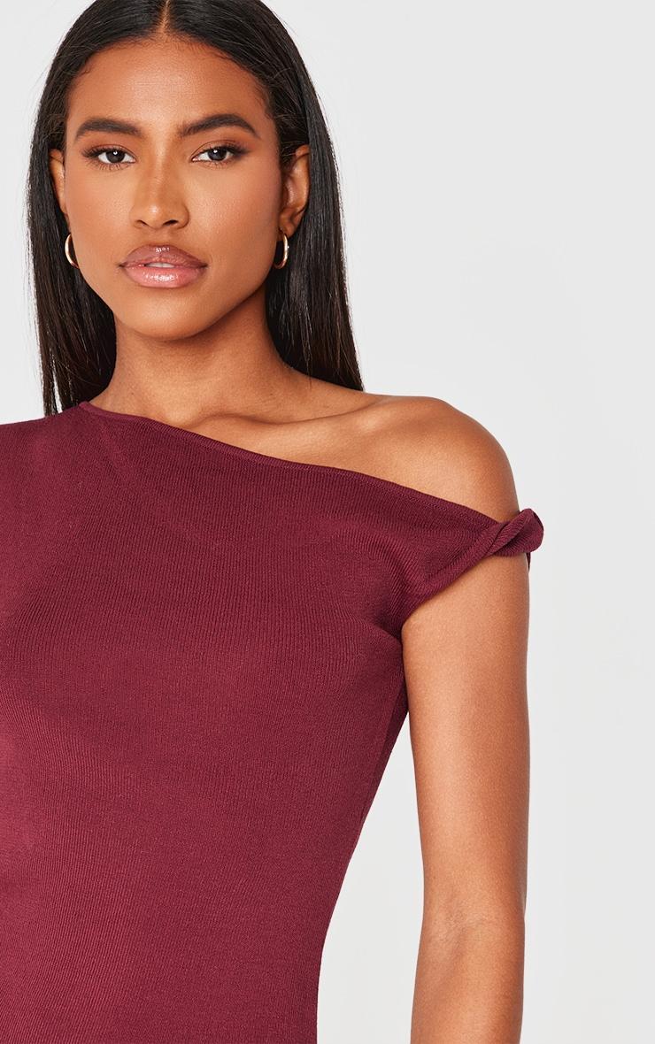 Burgundy Fine Knit Twist Neck Vest Top Product Image