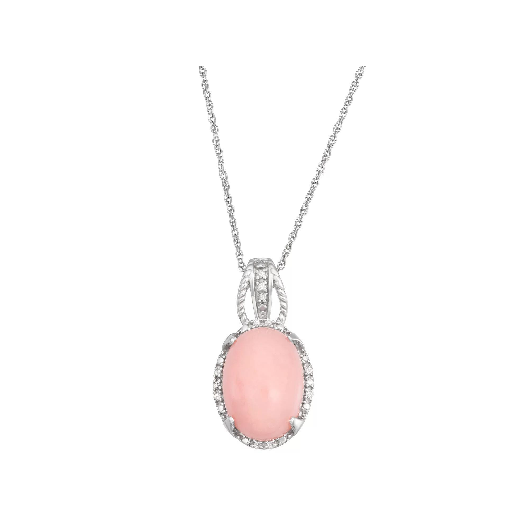 Jewelexcess Pink Opal & Diamond Accent Sterling Silver Pendant Necklace, Women's, Size: 18" Product Image
