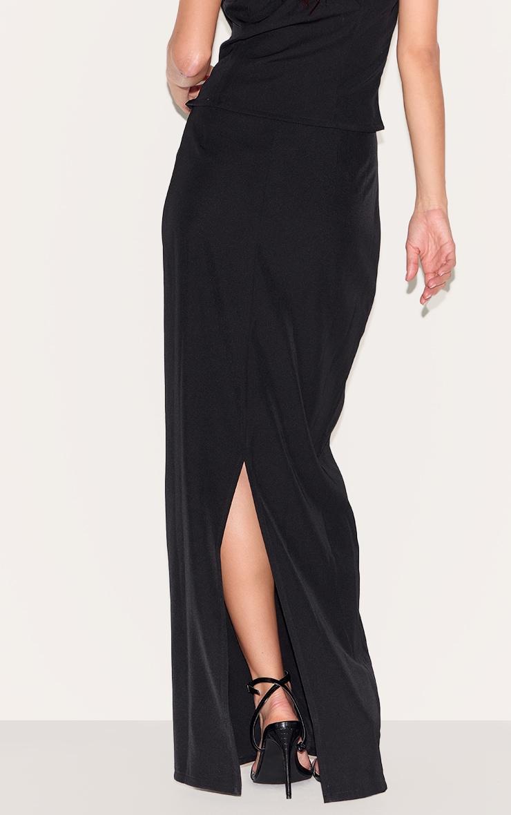 Black Tailored Woven Pocket Detail Maxi Skirt Product Image