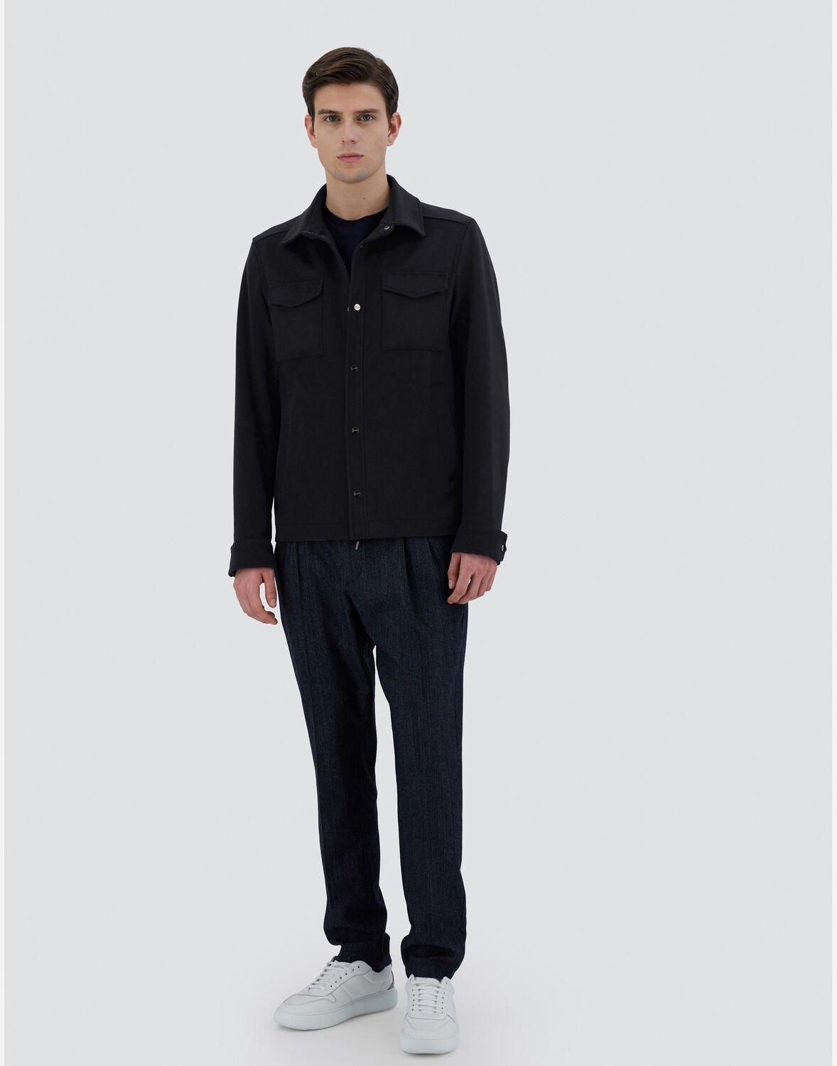 HERNO New Wool Cashmere Shacket - Male Shackets Black 58 In Blue Product Image