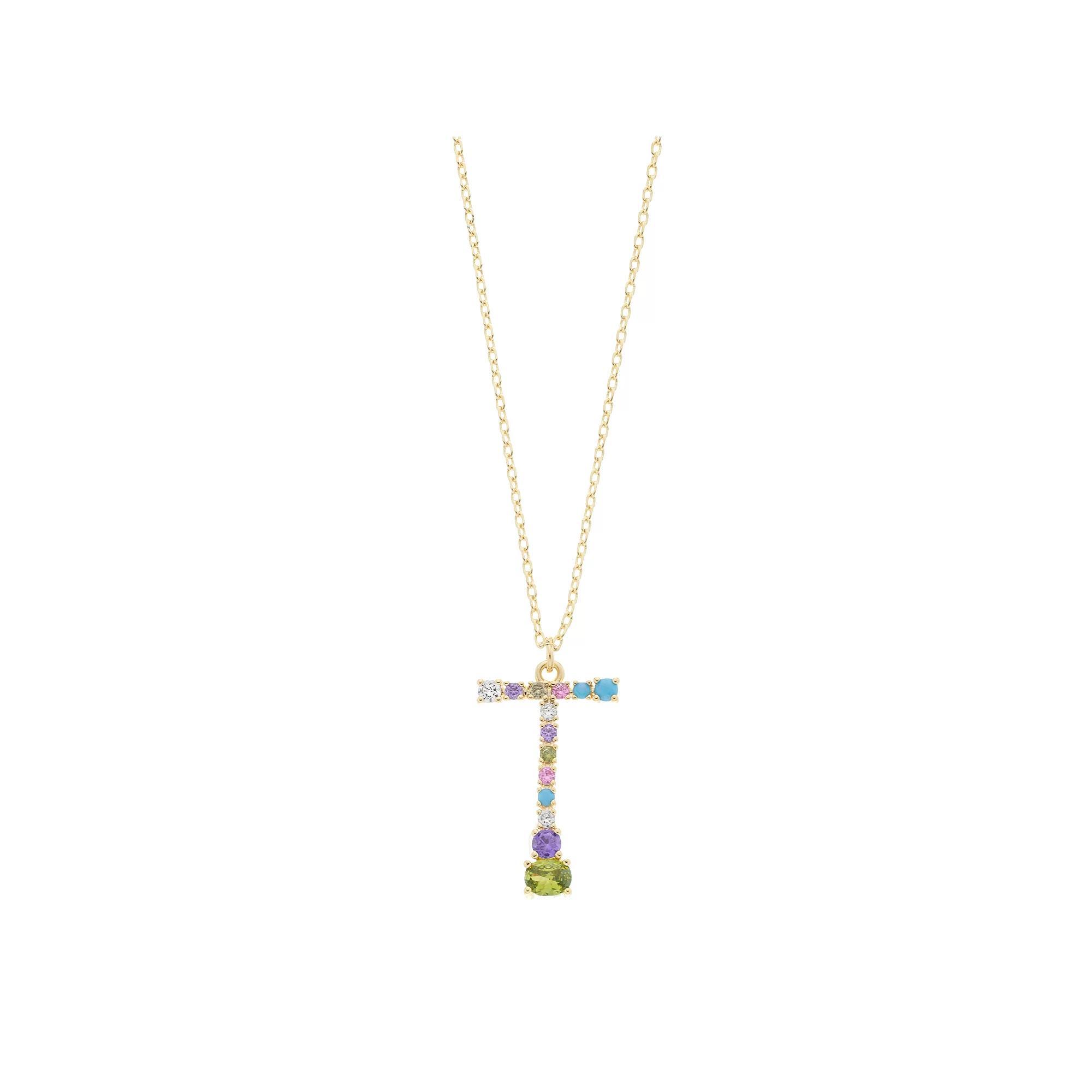 City Luxe Gold Tone Cubic Zirconia Initial Pendant Necklace, Women's, Gold Tone S Product Image