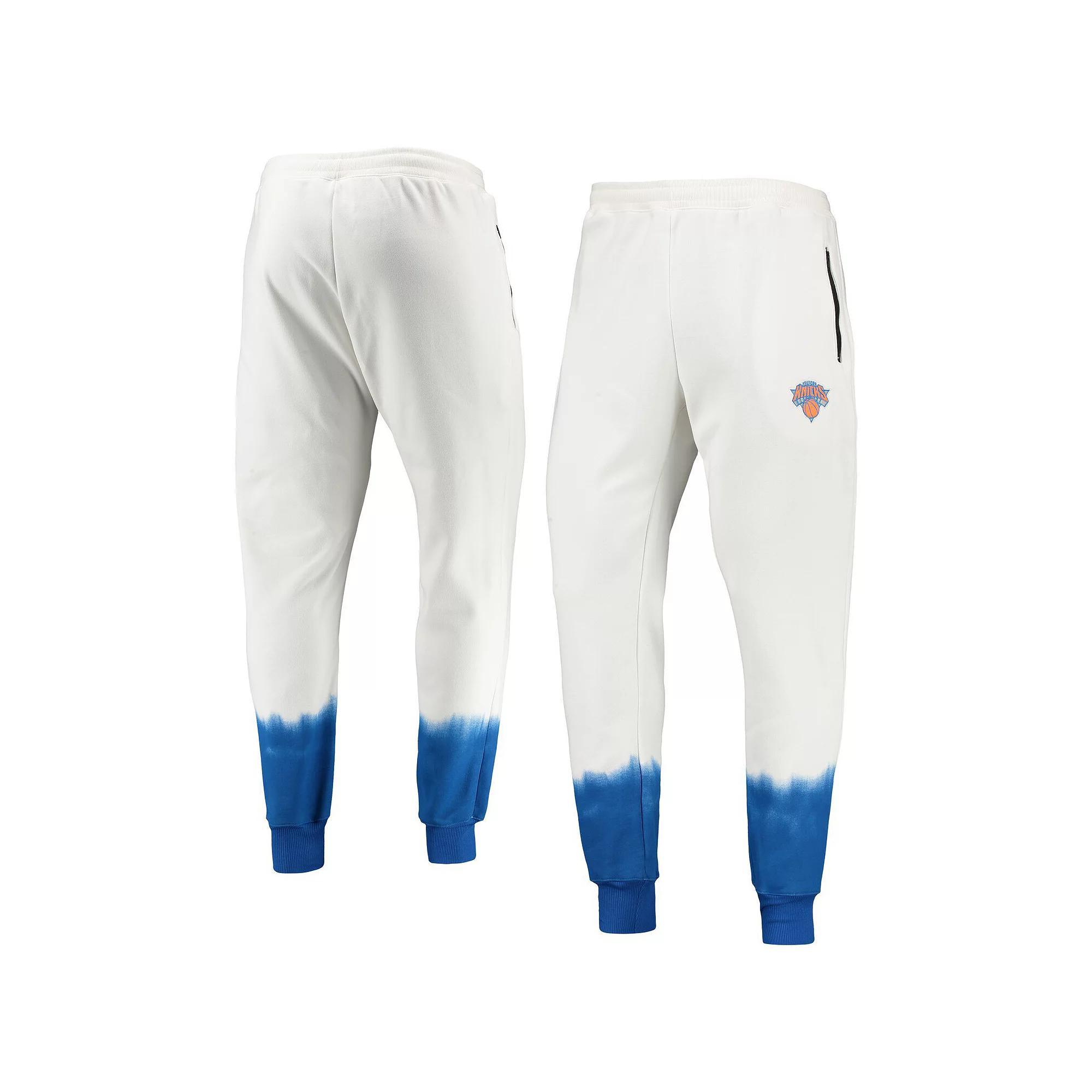 Men's Oatmeal New York Knicks Double Dribble Tie-Dye Fleece Jogger Pants, Size: Medium, Team Product Image