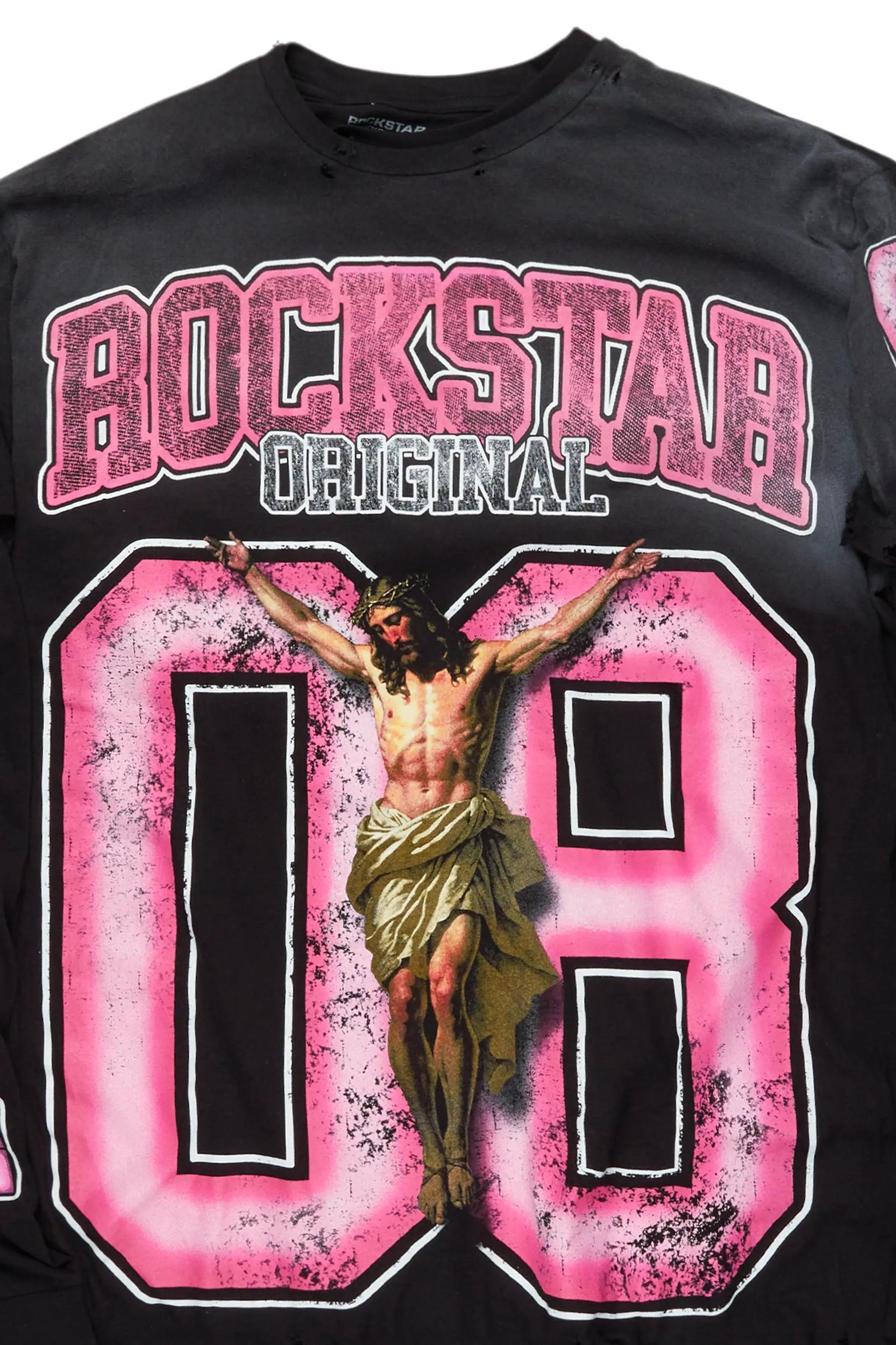 Tariqa Black Double Layer Graphic T-Shirt Female Product Image