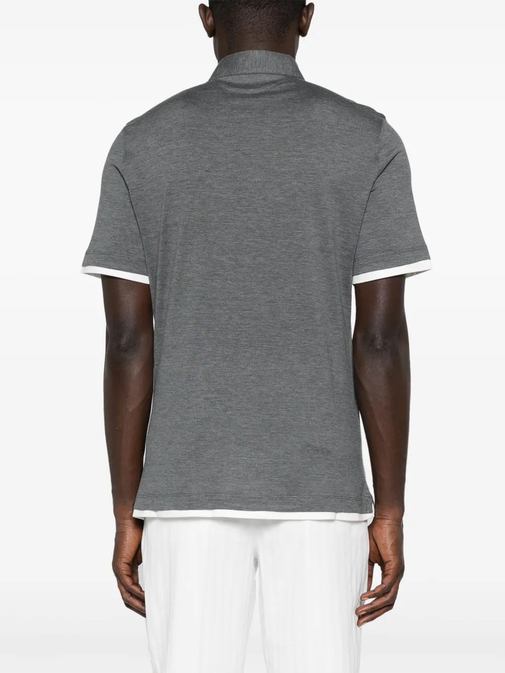 BRUNELLO CUCINELLI Layered-effect Polo Shirt In Gray Product Image