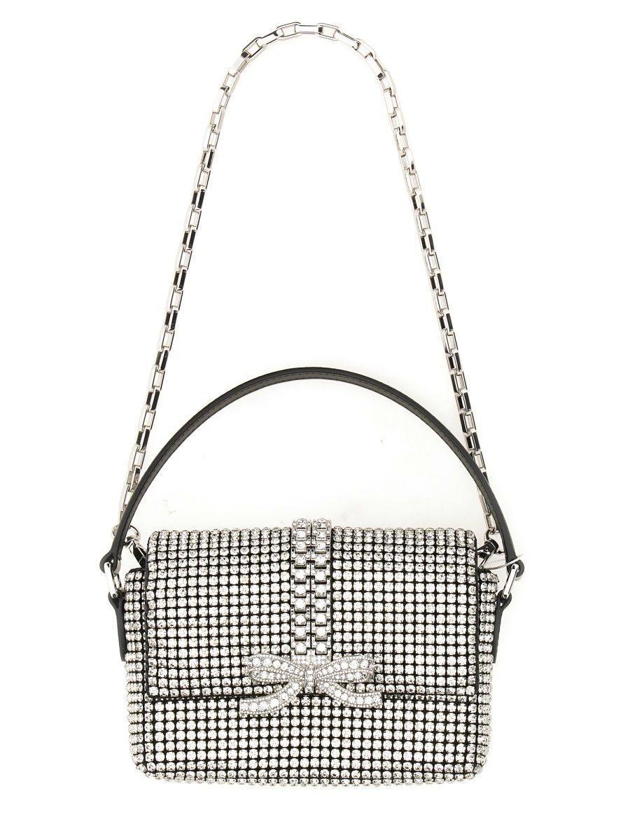 SELF-PORTRAIT Micro Bag With Shoulder Strap In Silver Product Image