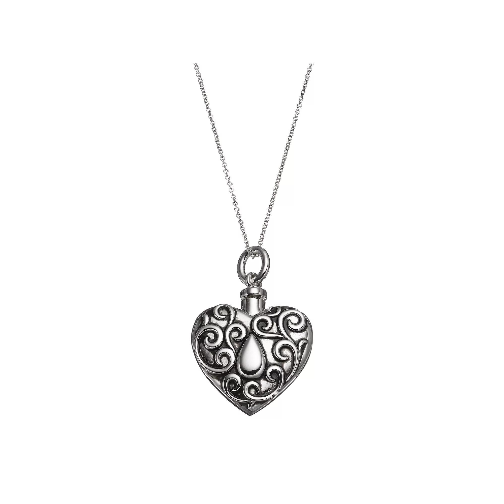 Sentimental Expressions Sterling Silver Heart Rememberance Ash Holder Necklace, Women's, Size: 18", Grey Product Image