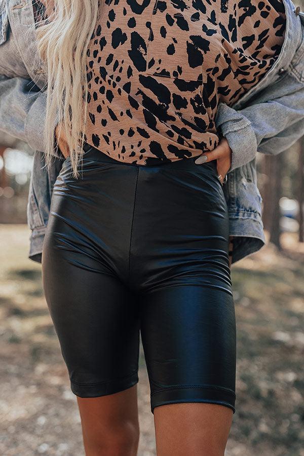 Mckeena Faux Leather Biker Shorts Product Image