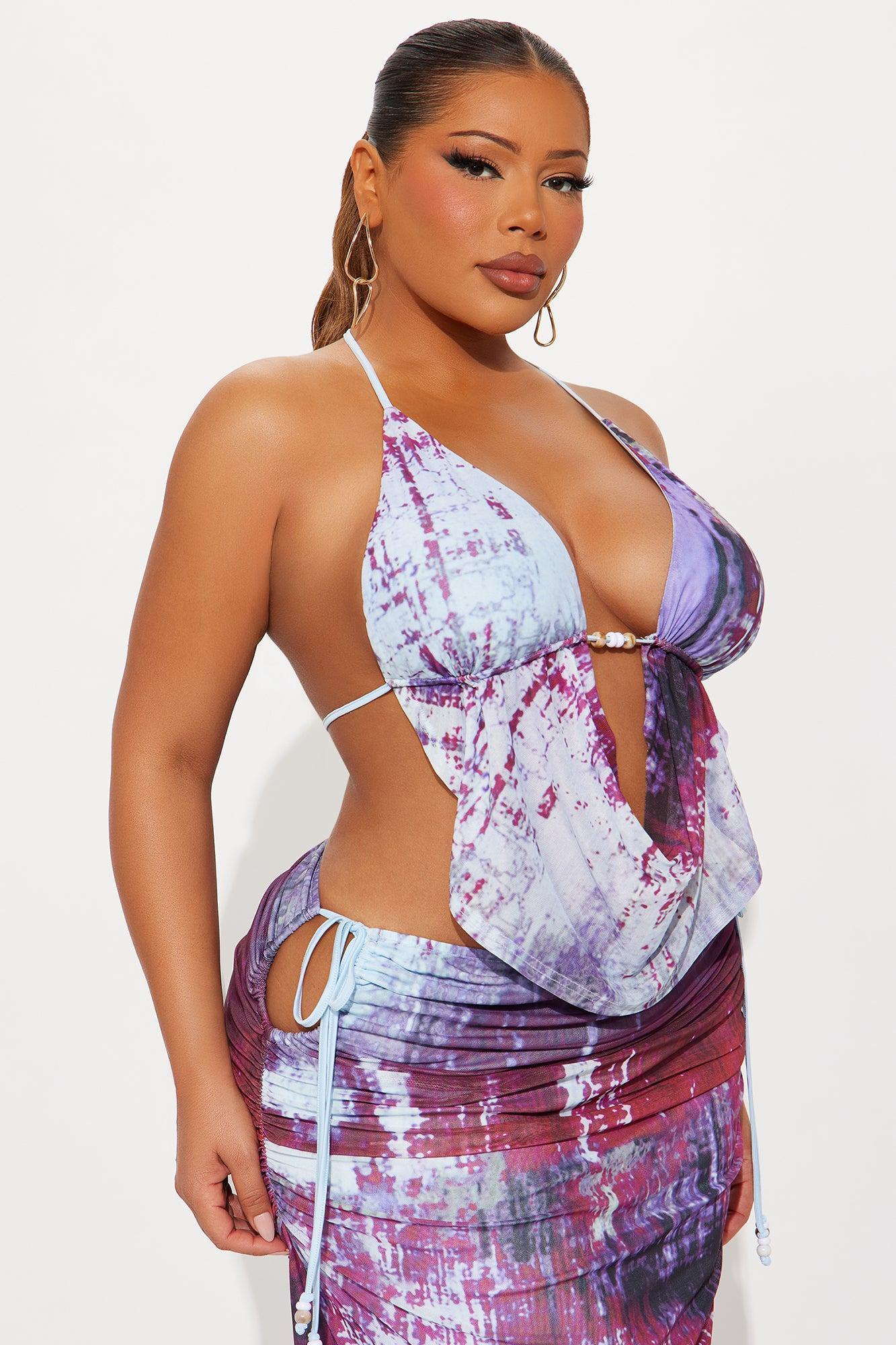 Summer Breeze Halter Top And Maxi Skirt Set - Burgundy/combo Product Image