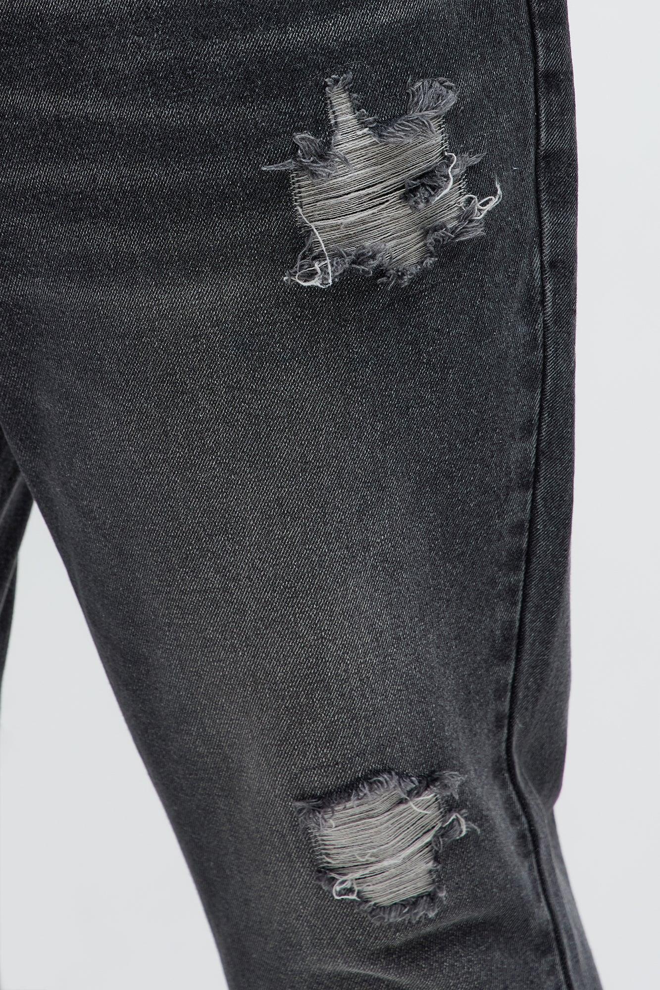 Stacked Slim Flare Looking Through Me Ripped Jeans - Black Wash Product Image