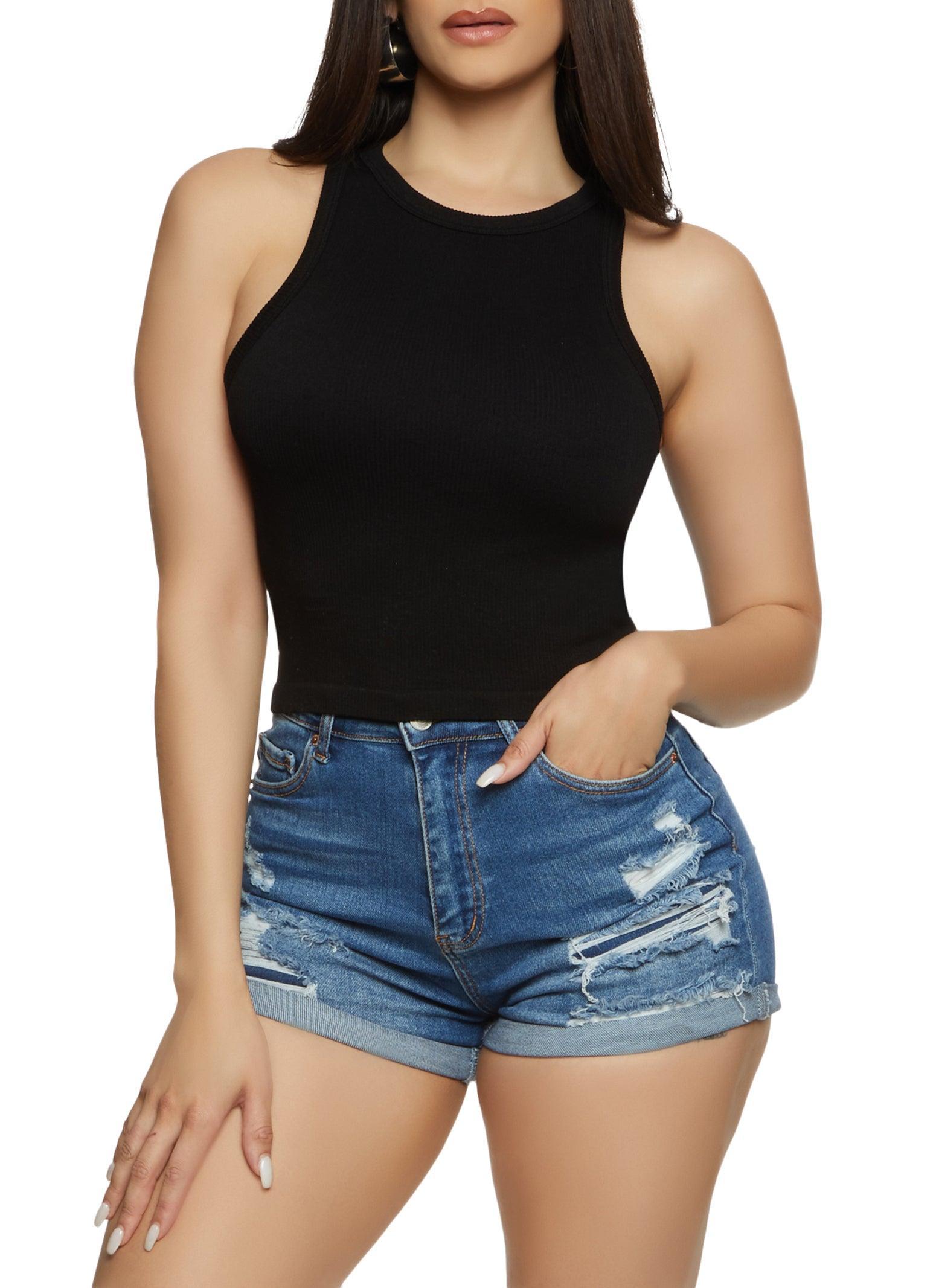 Womens Seamless Ribbed Racerback Tank Top Product Image