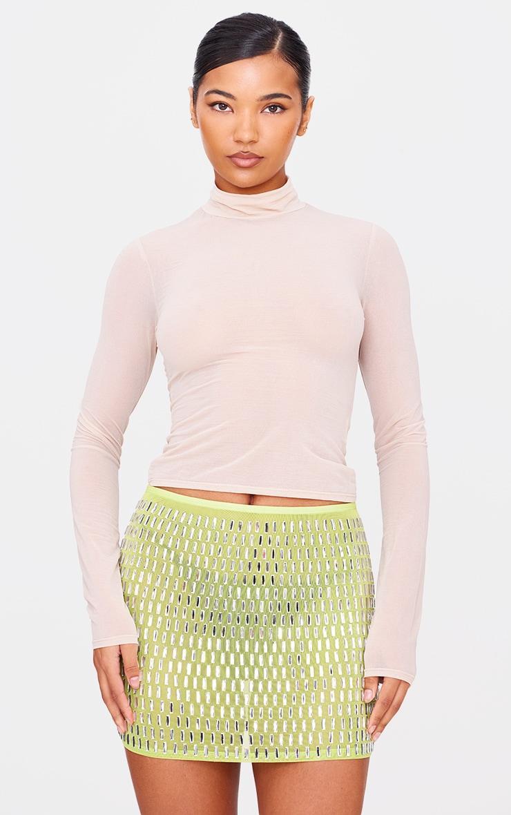 Lime Premium Embellished Mini Skirt Product Image
