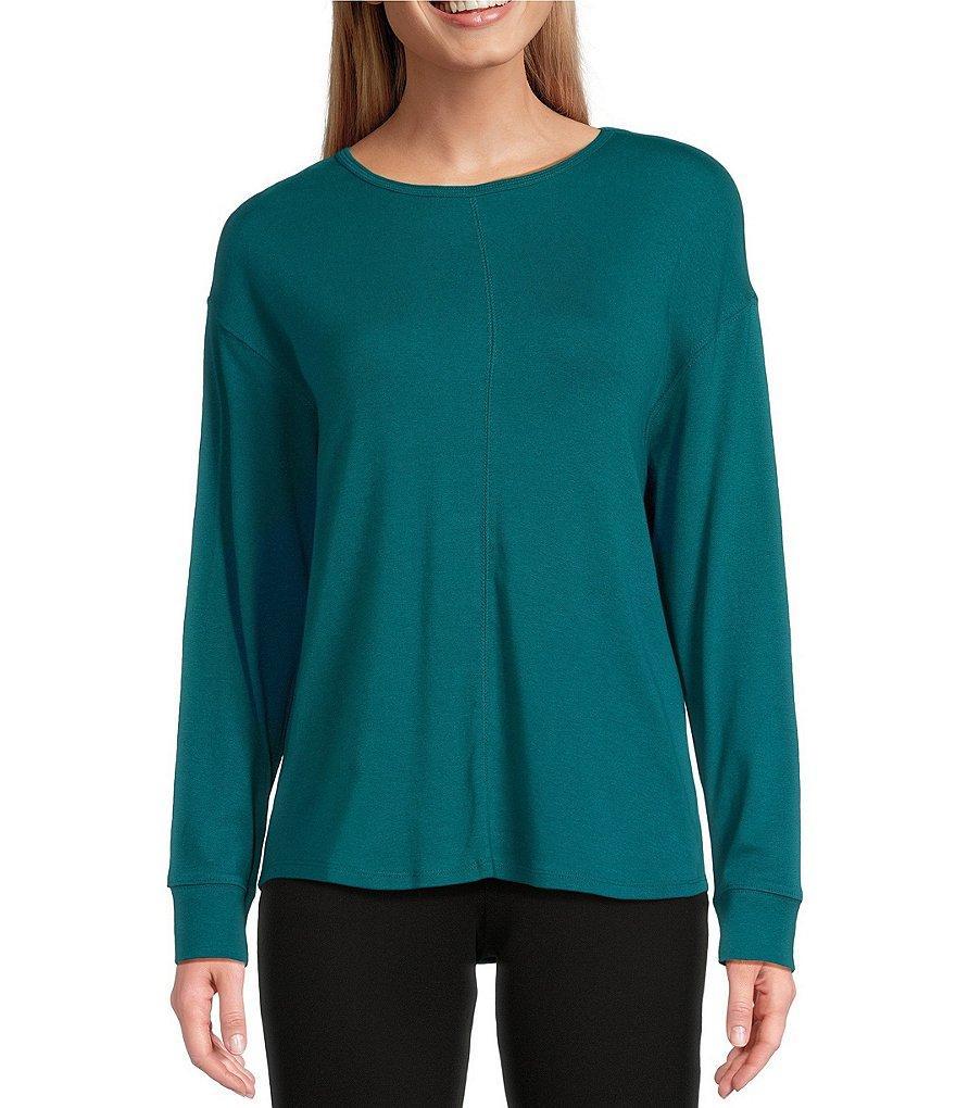 Westbound Classic Stripe Print Round Neck Long Sleeve Knit Tee Shirt Product Image