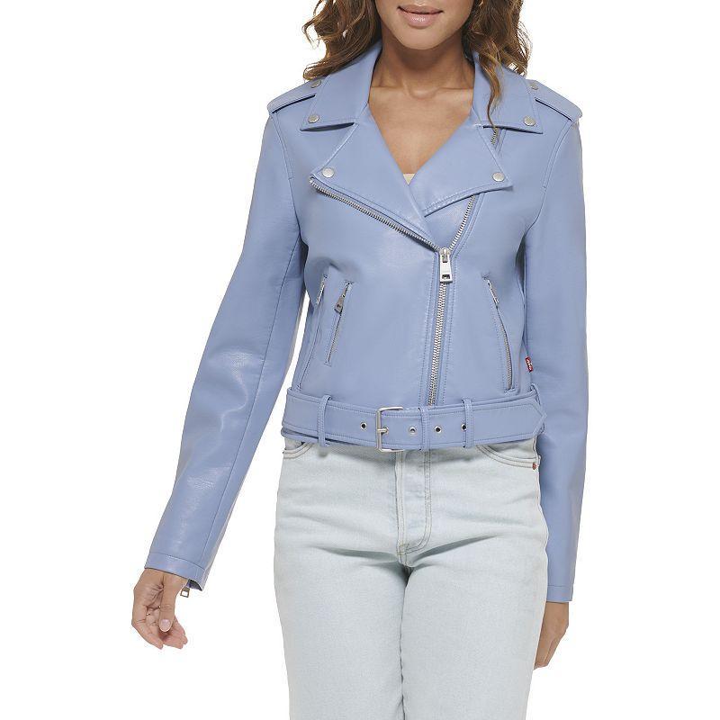Womens Levis Belted Faux Leather Motorcycle Jacket Product Image