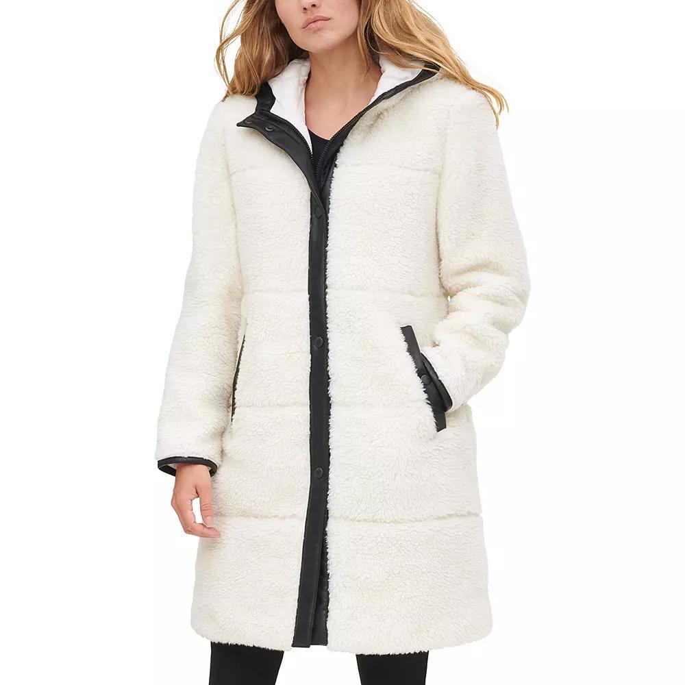 Women's Levi's® Sherpa Quilted Parka, Size: XL, Cream And Black Product Image