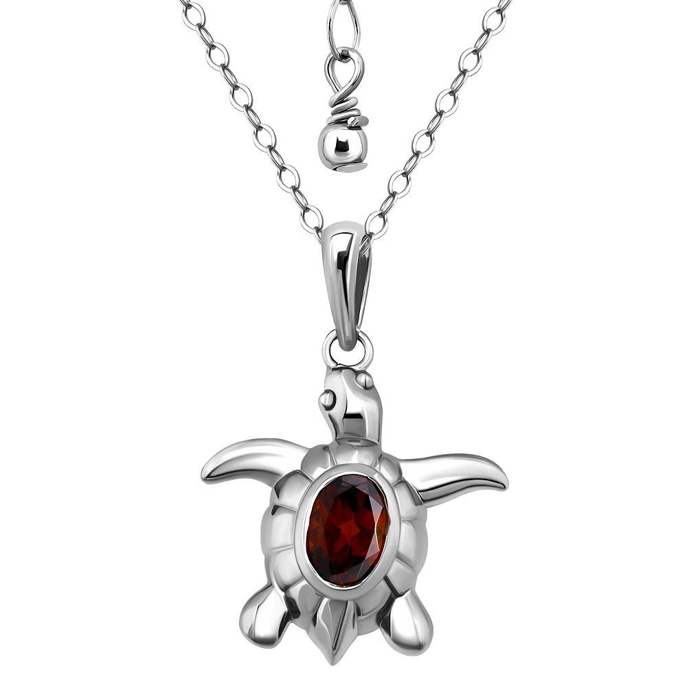 Aleure Precioso Sterling Silver Turtle Pendant Necklace, Women's, Size: 16-18" ADJ, Red Product Image