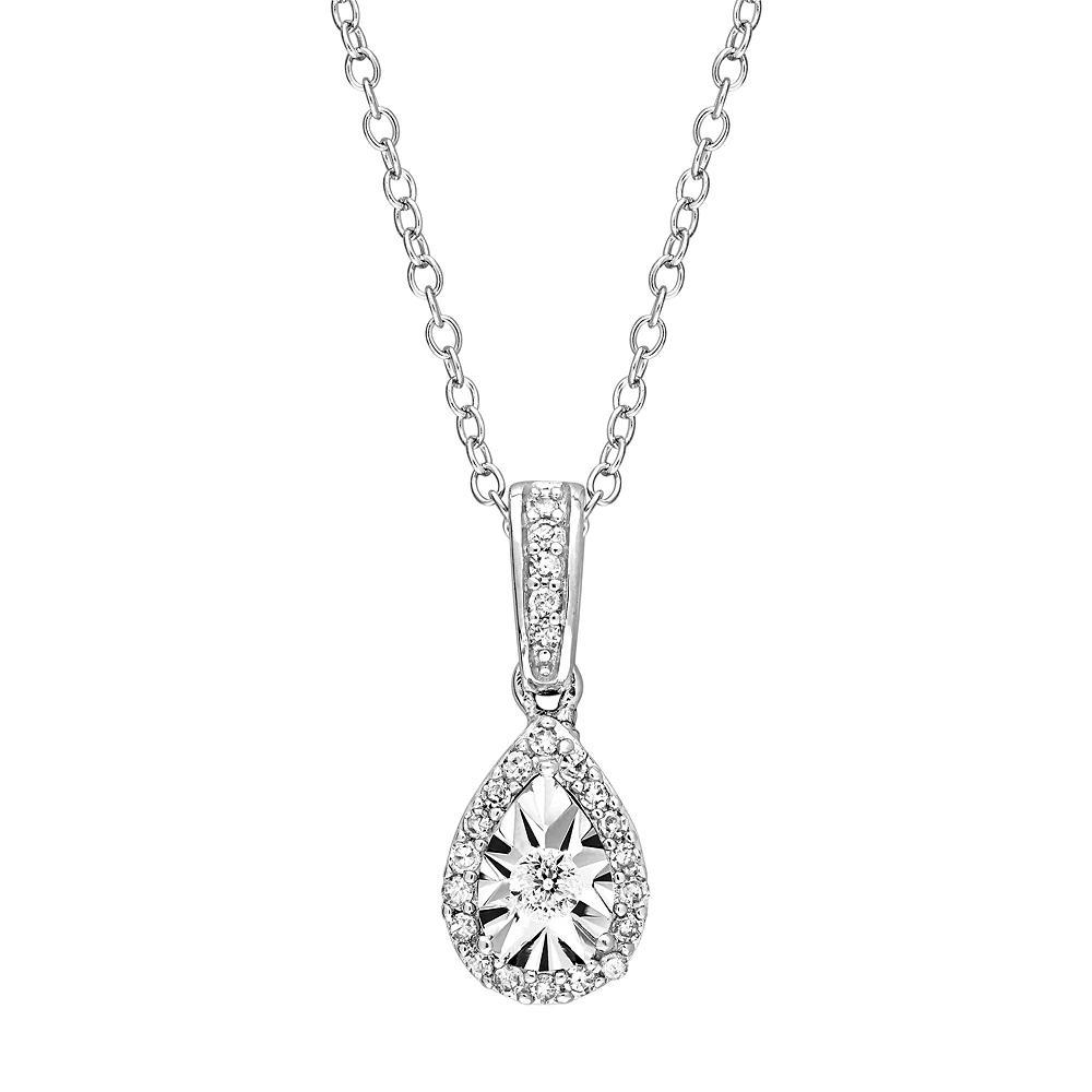 Stella Grace Sterling Silver 1/6 Carat T.W. Diamond Teardrop Pendant, Womens Product Image