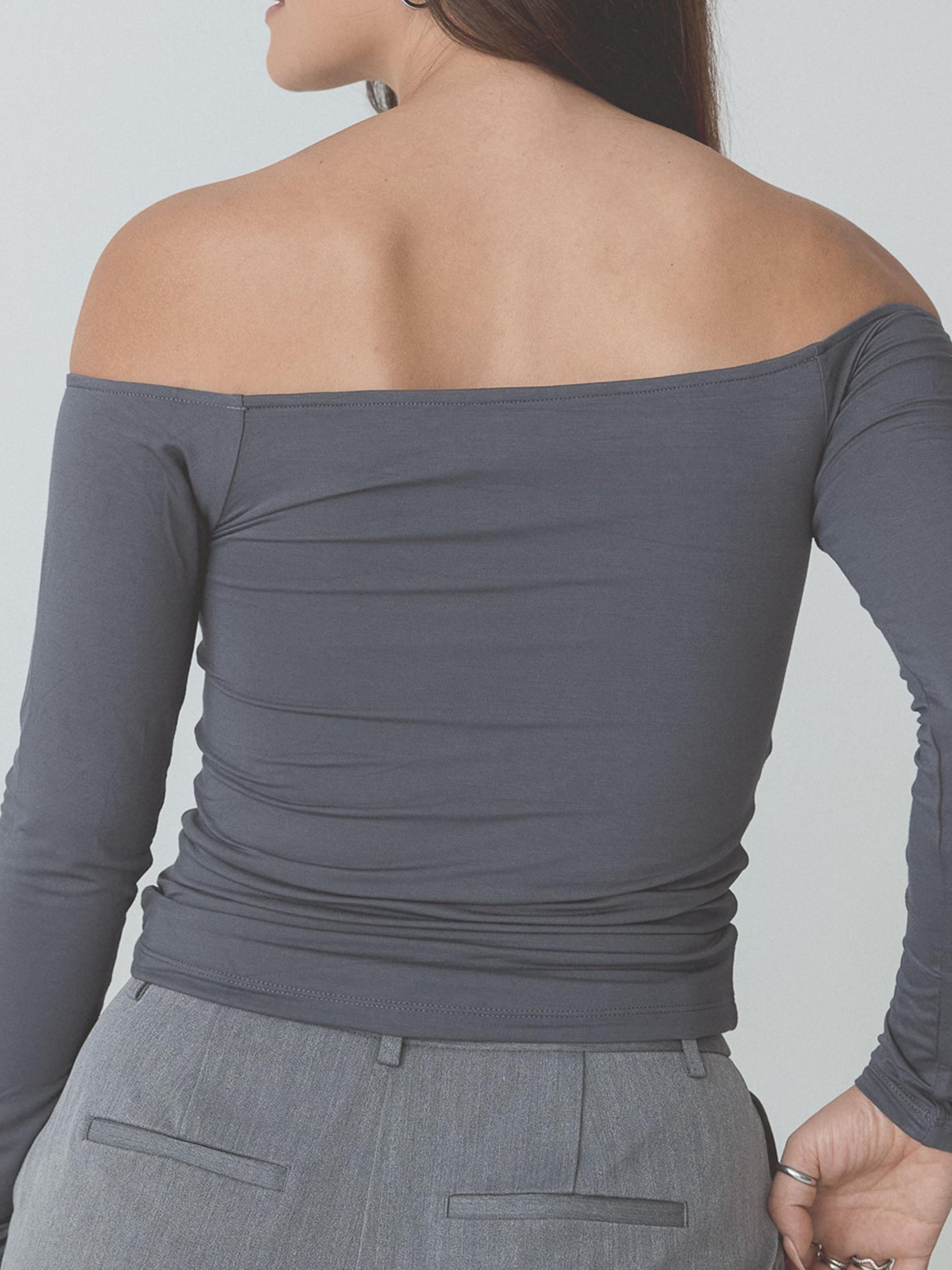 Solid Off The Shoulder Braless Long Sleeve Product Image