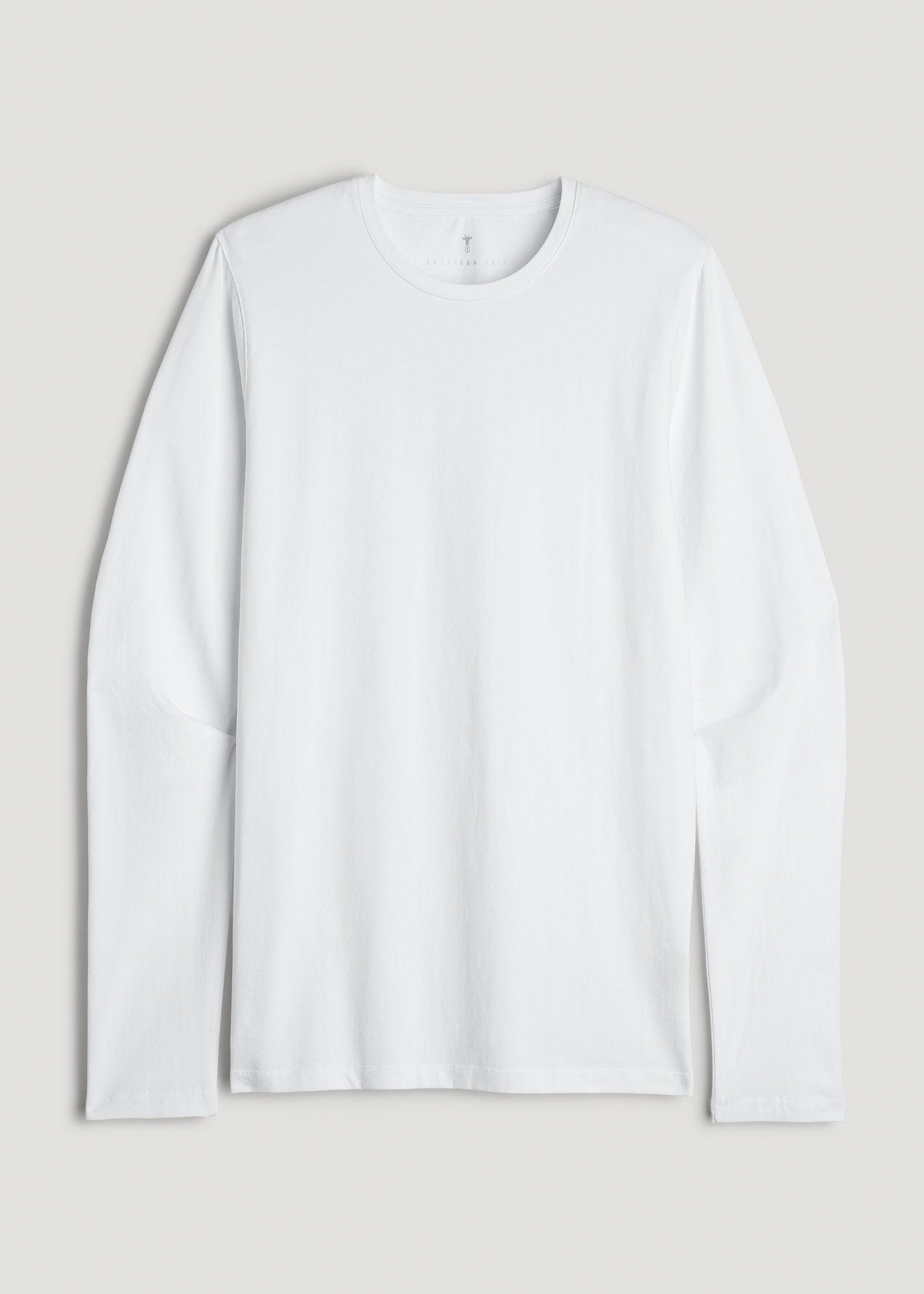 The Essential MODERN-FIT Crewneck Long Sleeve Tall Men's Tee in White Product Image