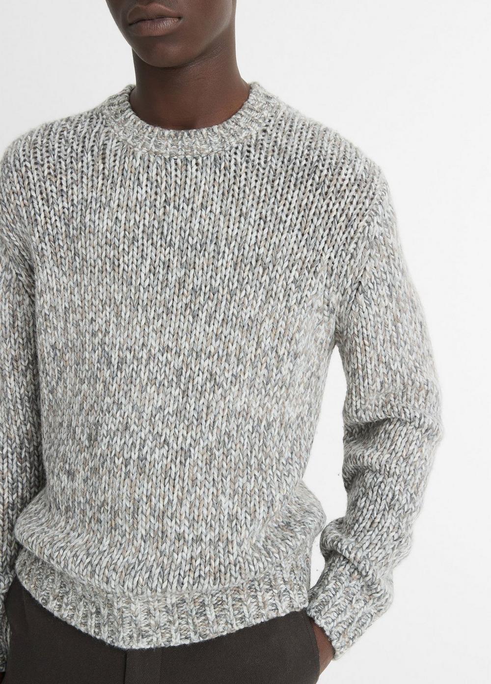 Mens Homespun Marled Crew Neck Sweater, Medium Heather Grey Combo, Size XL Vince Product Image