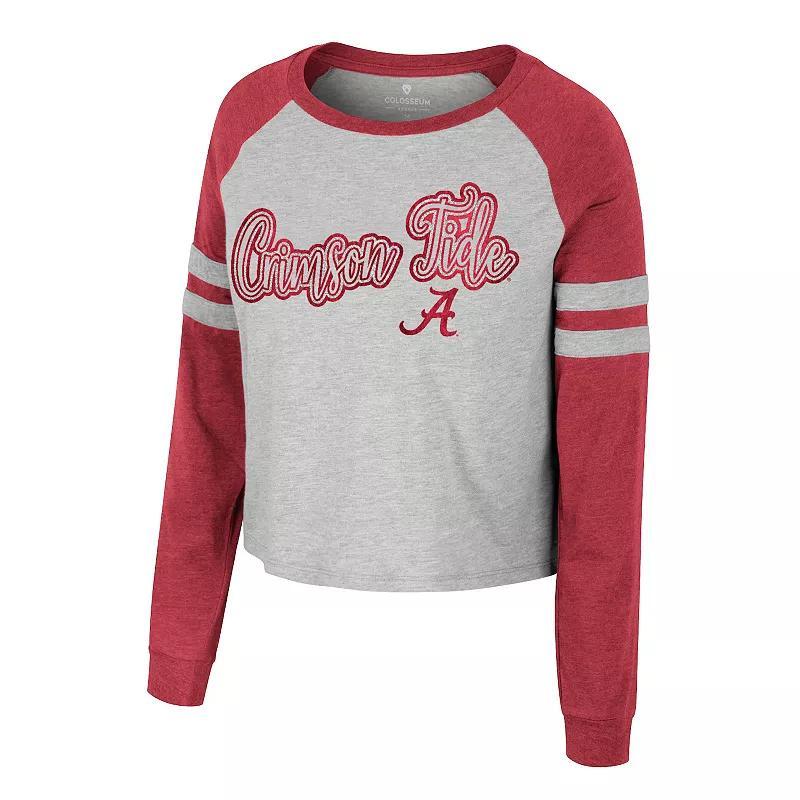 Womens Colosseum Heather Gray Purdue Boilermakers Im Gliding Here Raglan Long Sleeve Cropped T-Shirt Product Image