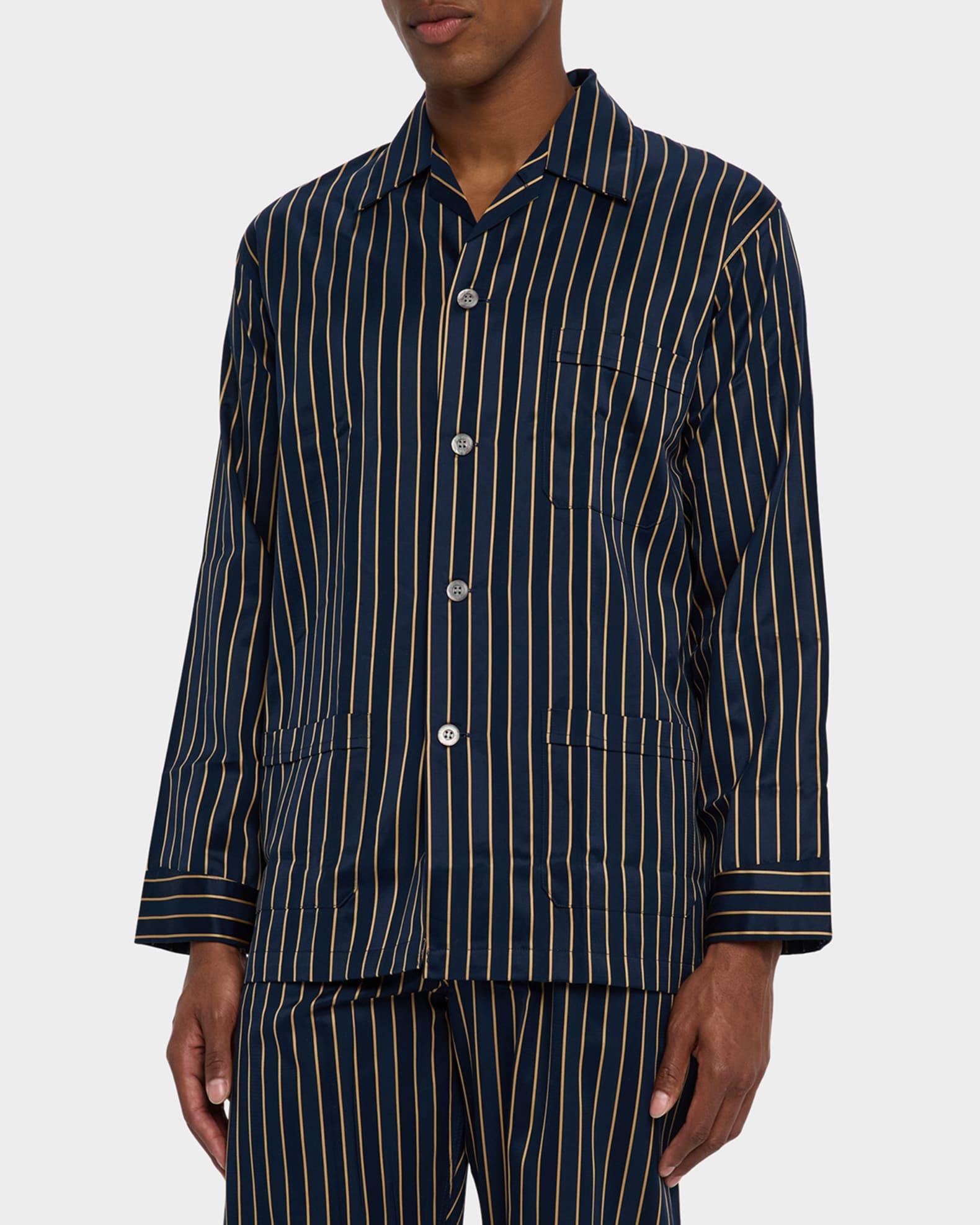 Men's Royal Satin Stripe Long Pajama Set Product Image