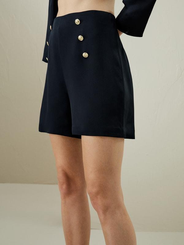 High Waisted Shorts With Button Accents Product Image