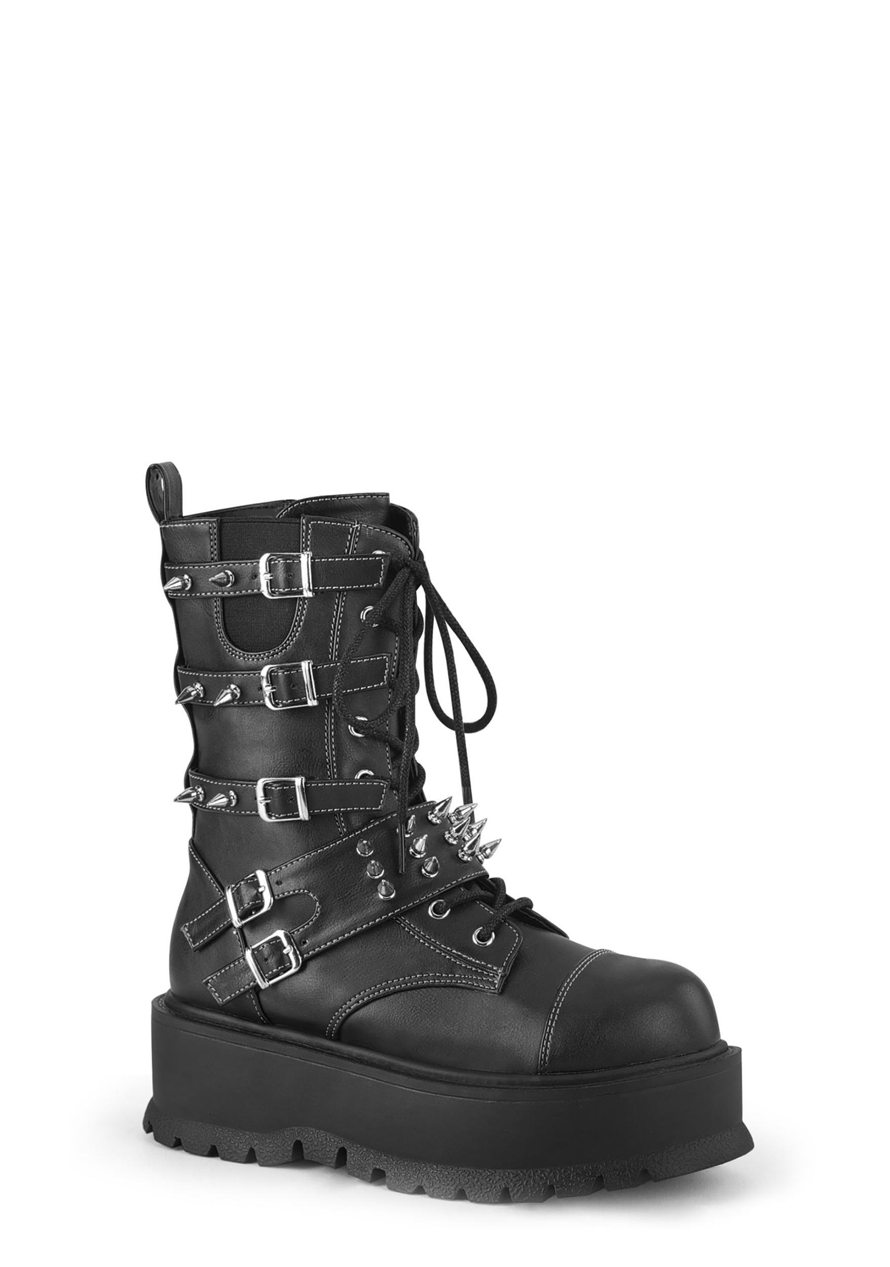 Demonia Bite Me Spiked Platform Boots Product Image