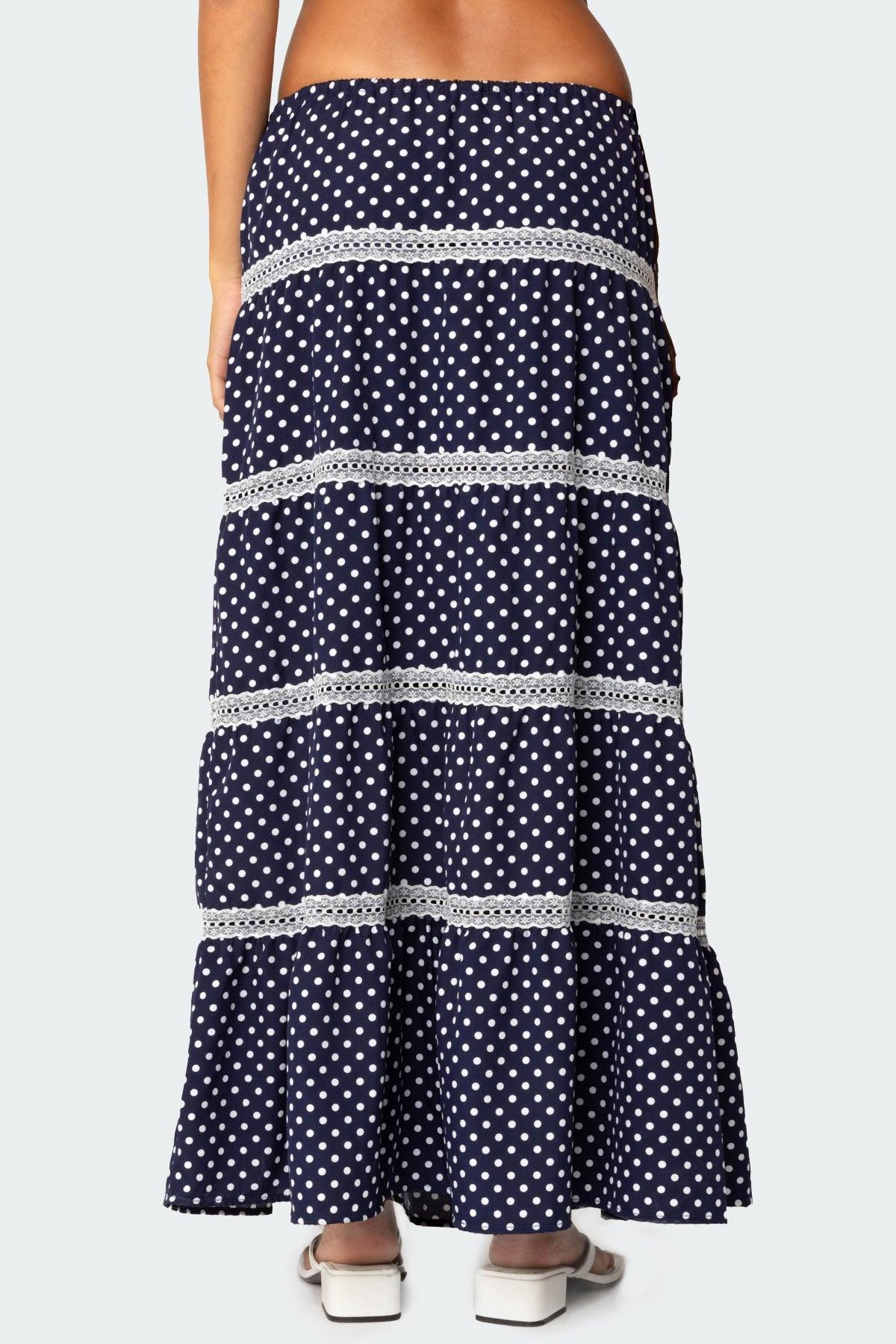Polka Dot Tiered Maxi Skirt Product Image