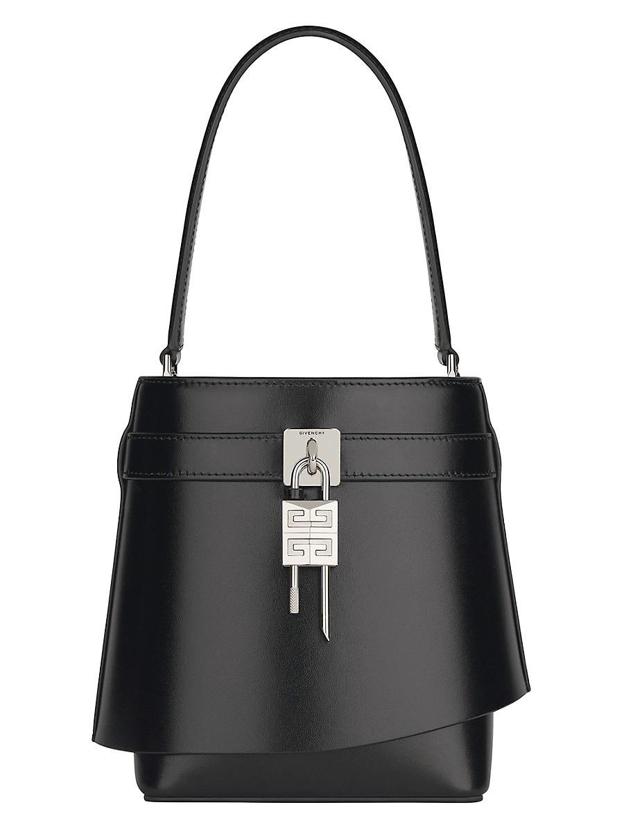 Womens Shark Lock Bucket Bag in Box Leather Product Image