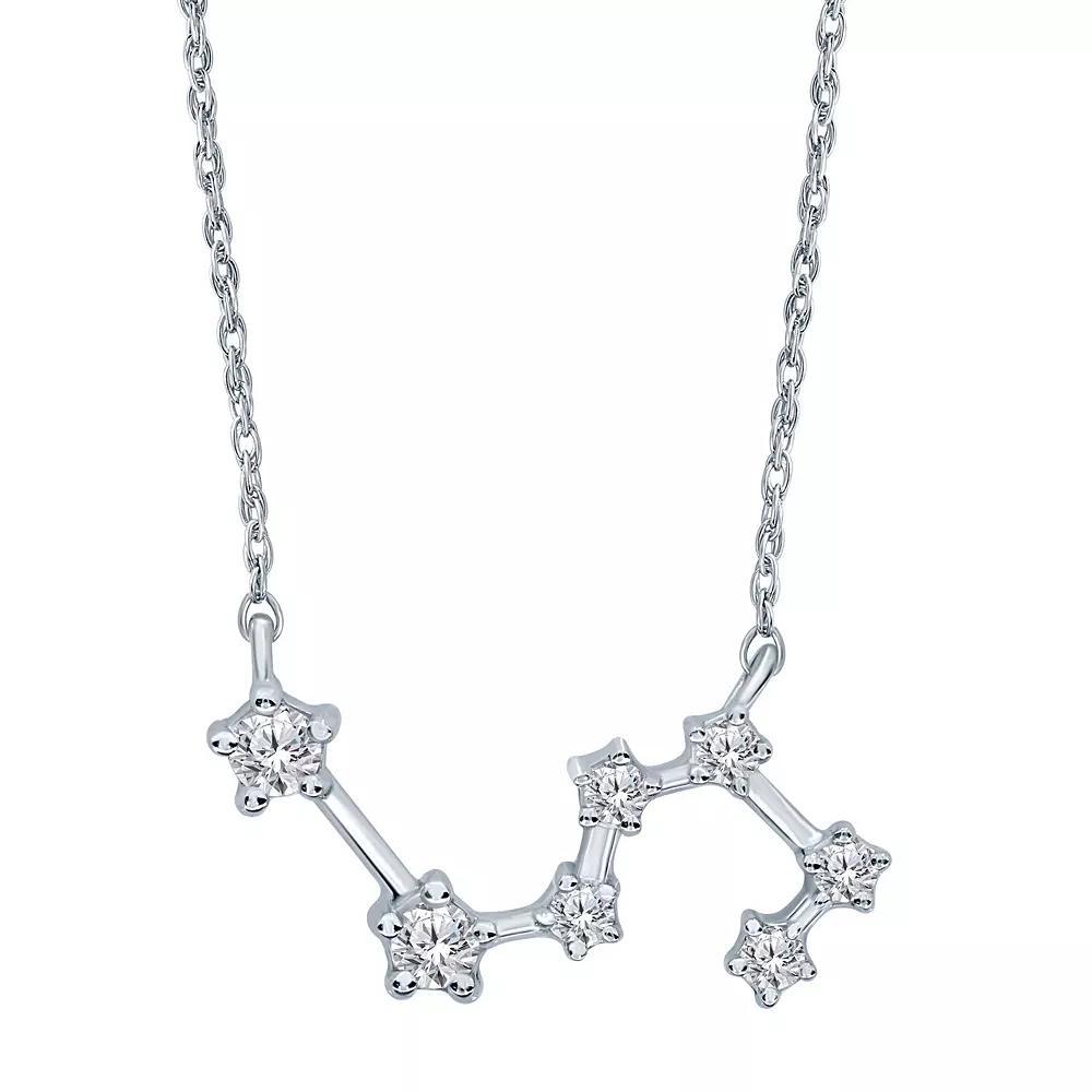 Sterling Silver 1/5 Carat T.W. Diamond Constellation Necklace, Women's, Size: 18", Scorpio Product Image