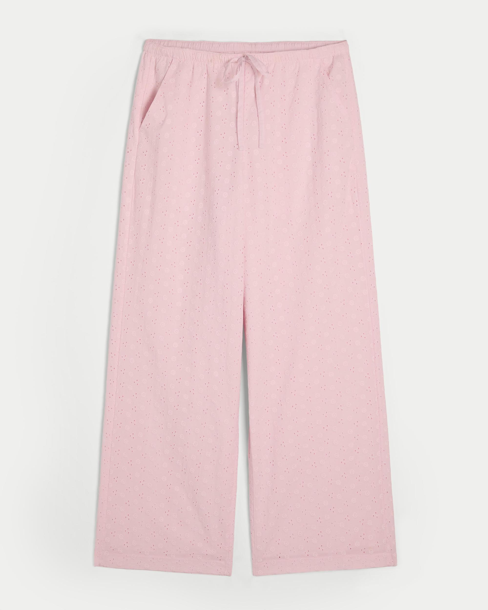 Eyelet Pull-On Baggy Pants Product Image