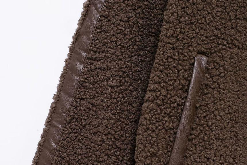 Striped Faux Shearling Zip Jacket Product Image
