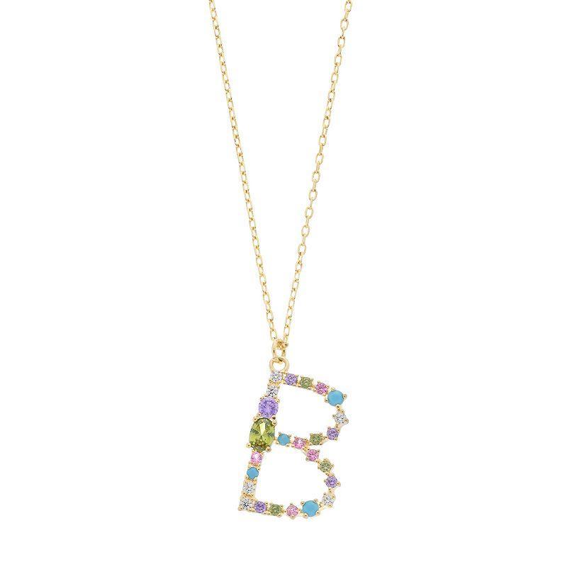 City Luxe Gold Tone Cubic Zirconia Initial Pendant Necklace, Women's, Gold Tone S Product Image