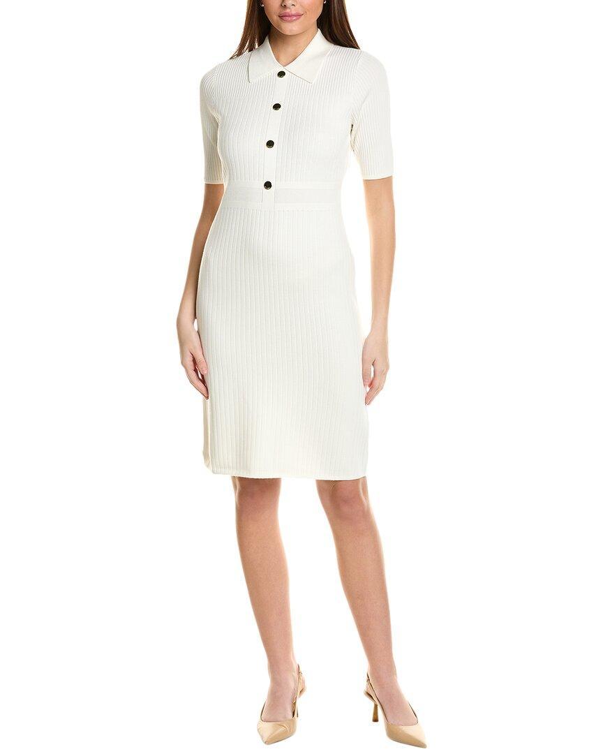 ST JOHN St. John Elbow Sleeve Sheath Dress In White Product Image