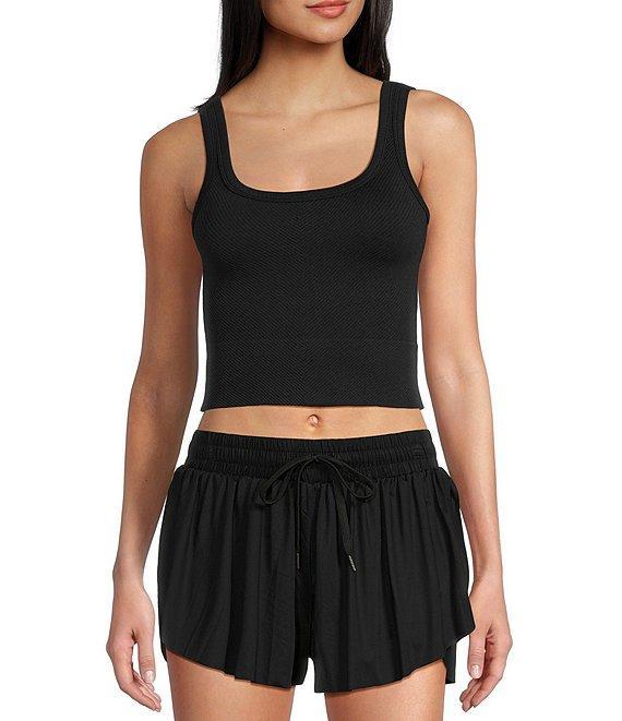 GB Chevron Ribbed Knit Cropped Tank Top Product Image