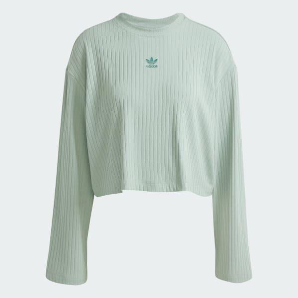 adidas Essentials Wide Rib Long Sleeve Tee Black M Womens Product Image