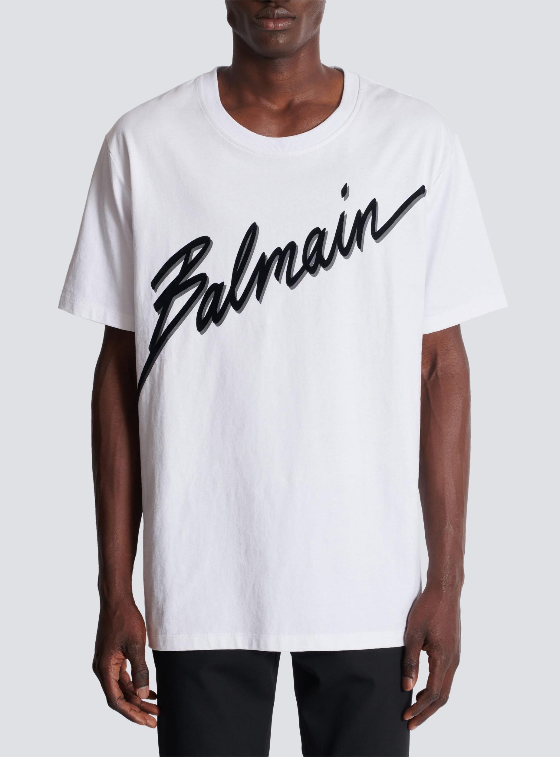 T-shirt with flocked Balmain Letter logo Product Image