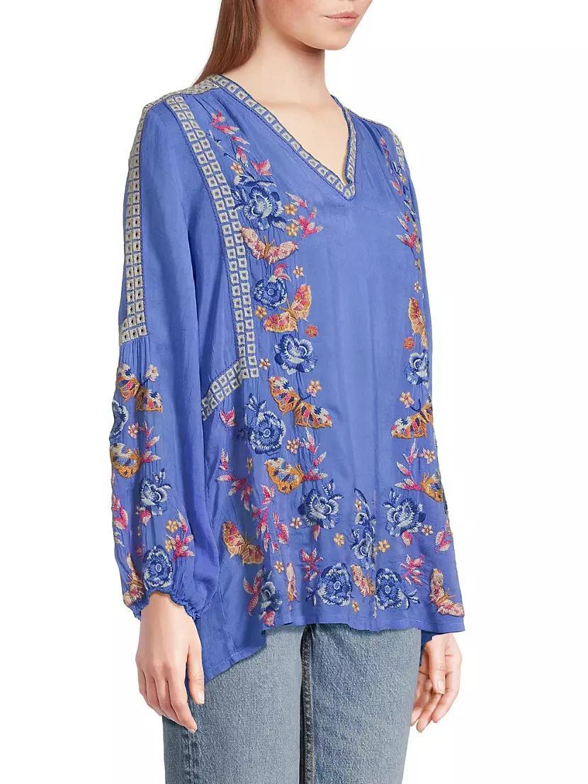 Tamara Floral-Embroidered V-Neck Blouse Product Image
