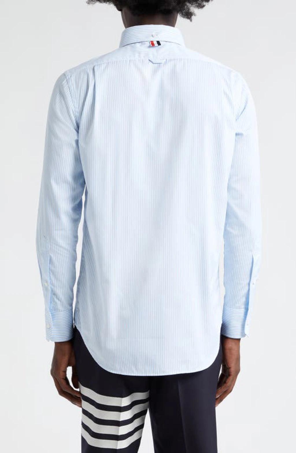 THOM BROWNE Classic Fit Cotton Button-down Shirt In Light Blue Product Image