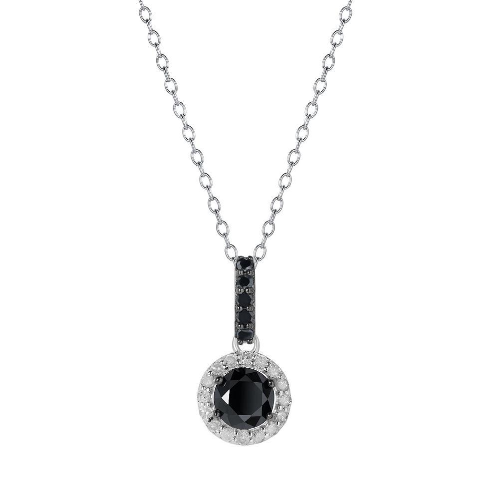 Sterling Silver 1 Carat T.W. Black & White Diamond Pendant Necklace, Women's, Size: 18" Product Image