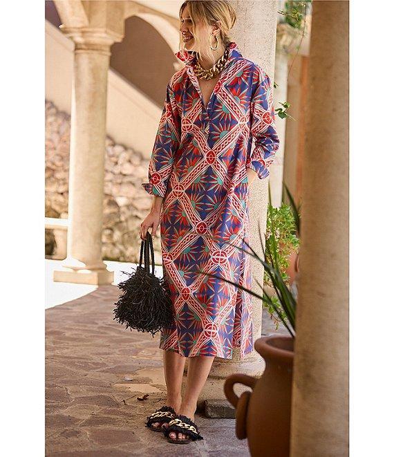 Ro's Garden Brussels Collar Neck Long Sleeve Button Front Midi Dress Product Image