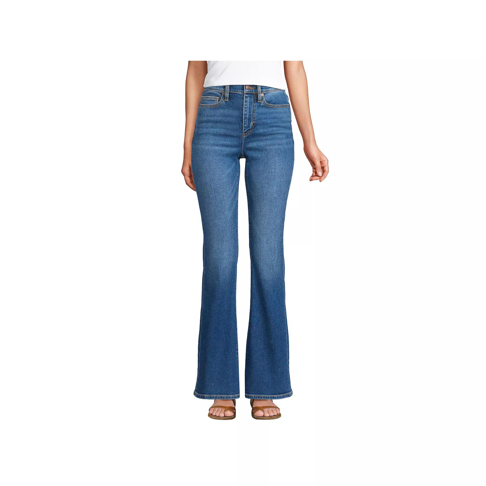 Womens Lands End Recover Denim HR Skinny Flare Jeans Blue Tide Blue Product Image