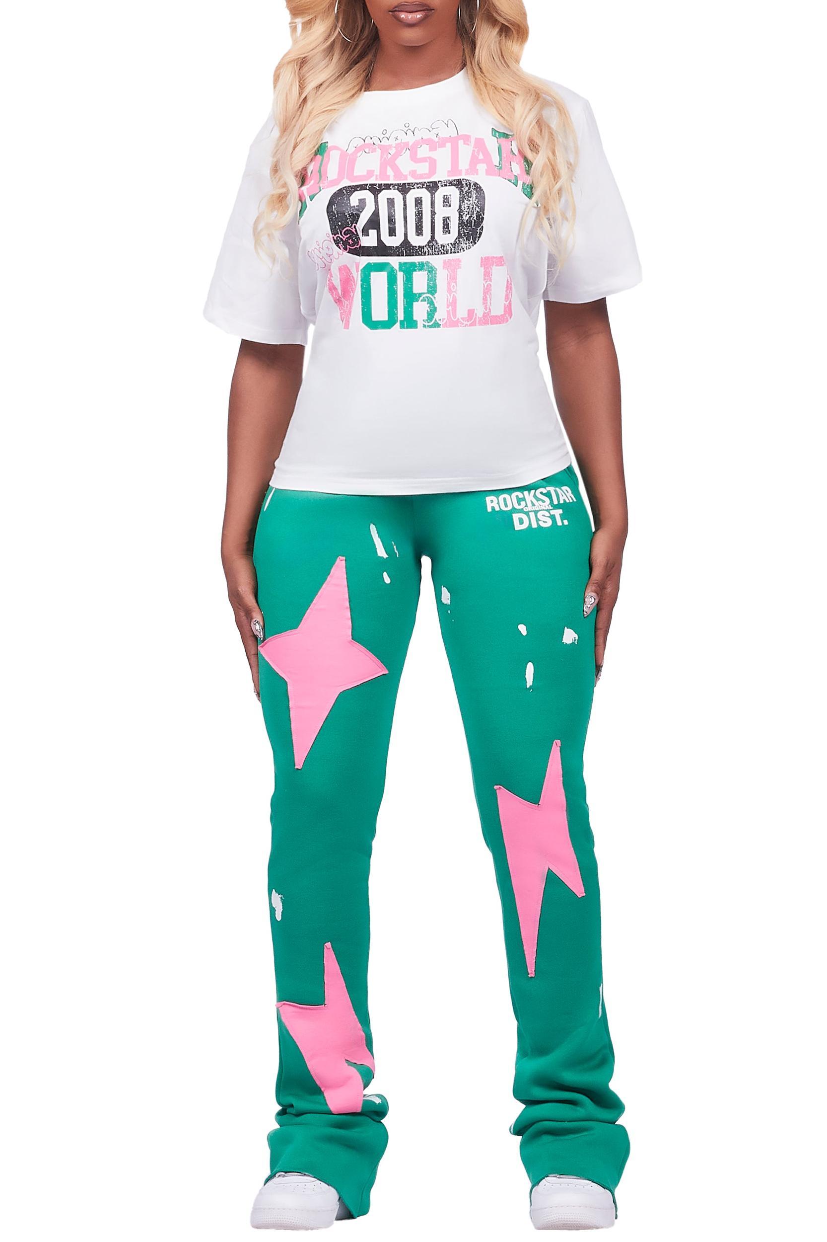 Aliyah White/Green T-Shirt Trackset Female Product Image